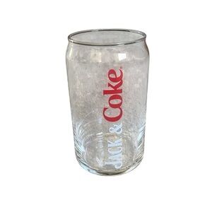 JACK & COKE Jack Daniels Coca-Cola Soda Can Style Tumbler Clear Glass Red White